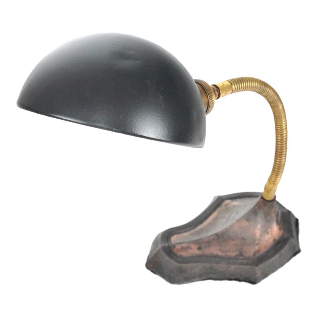 Restored 1920s Industrial Steel Gooseneck Desk Lamp For Sale