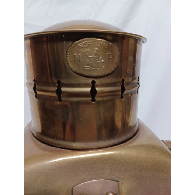 Metal Vintage Brass Neptune Lantern For Sale - Image 7 of 12