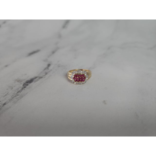 Ruby & Diamond Pave Ring .70cttw 14K Yellow Gold, Size 5 For Sale - Image 4 of 5