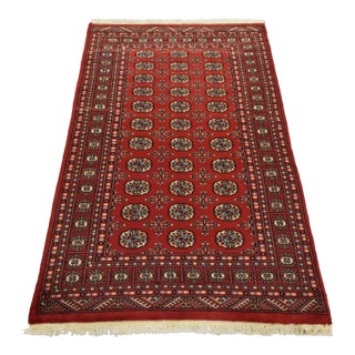 Bokhara Rug 4’1” X 6’4” Red Wool Tribal Hand-Knotted Oriental Carpet For Sale