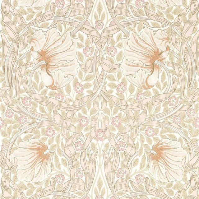 Morris & Co Pimpernel Wallpaper in Cochineal Pink - a Sample For Sale