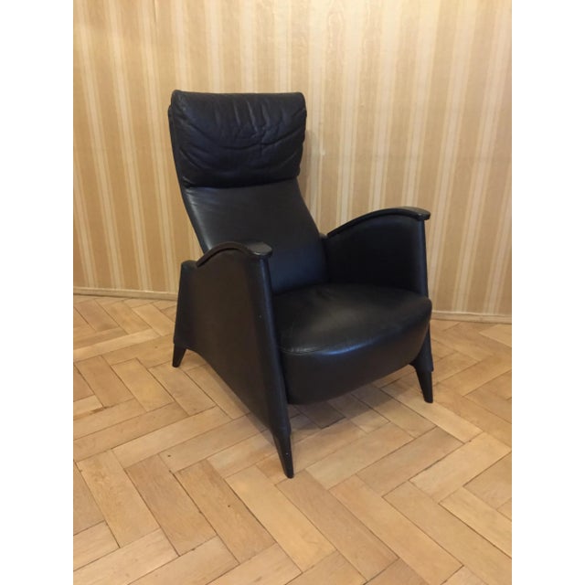 Black Black Leather Armchair, 1980s For Sale - Image 8 of 8