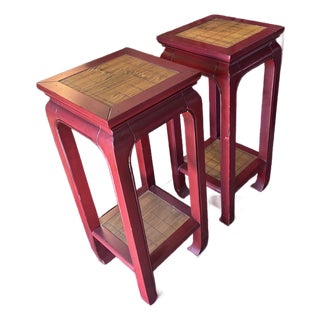 1980s Chinese Plant Stand Pair of (2) For Sale