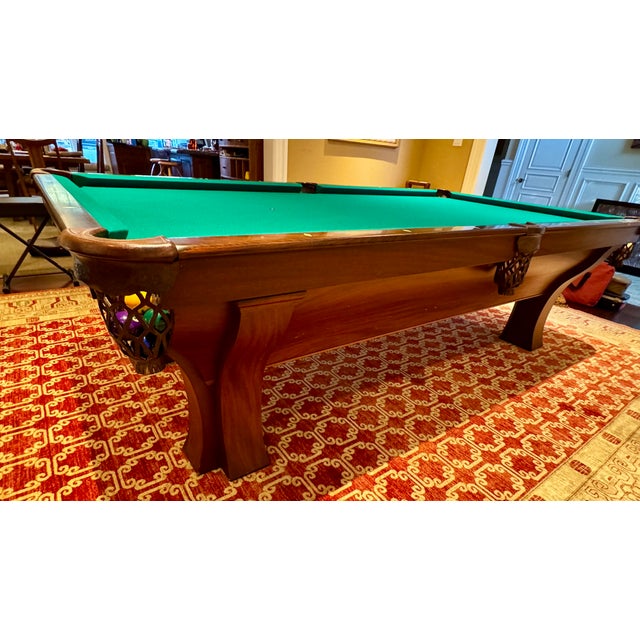 Antique Brunswick Rochester Pool Table Circa 1906 - African Mahogany For Sale - Image 16 of 17