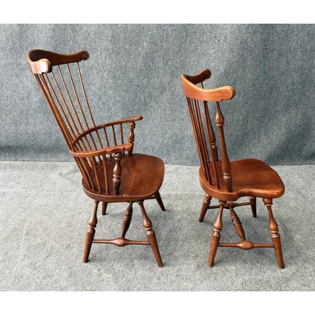 Late 20th Century Set of 6 Frederick Duckloe & Bros. Colonial Reproductions Collection Spindle Back Dining Chairs For Sale In Raleigh - Image 6 of 13