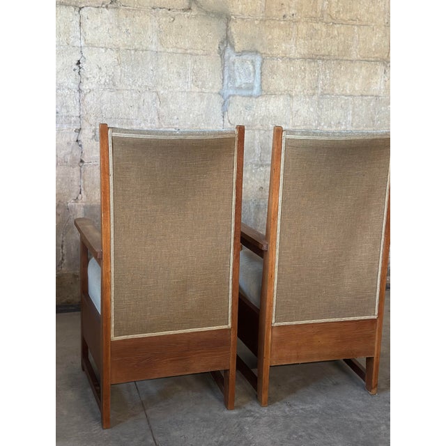 Wouda Style Dutch Haagse School Chairs in Velvet, Pair For Sale In New York - Image 6 of 12