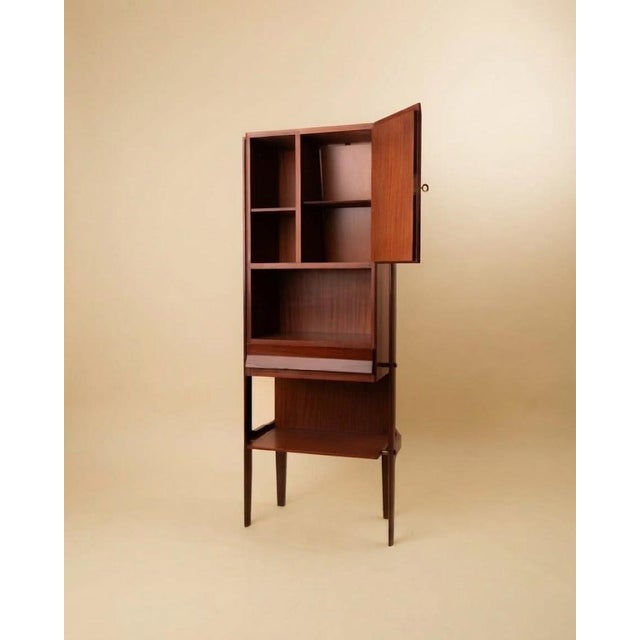 Mid-Century Modern Mid-Century Architectural Auxiliary Cabinet with Secretary and Geometric Inlay, 1960s For Sale - Image 3 of 10