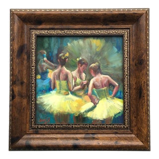 Framed Ballerinas Original Painting by Valeriya Serova Ballet Impressionist Figurative For Sale