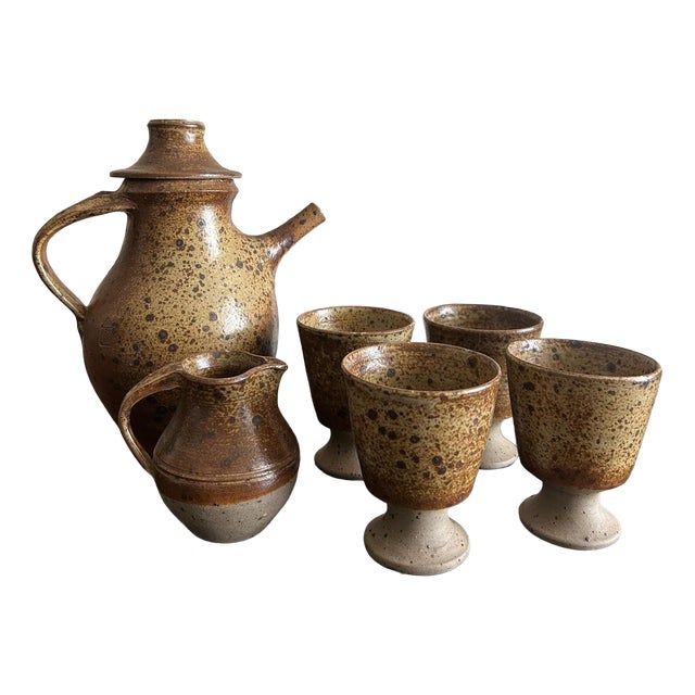 Stoneware Service by Atelier Charles Gaudry, 1970s, Set of 6 For Sale
