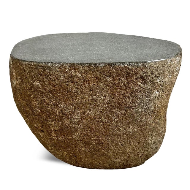 Contemporary Vintage Outdoor Stone Boulder Rustic Side Table Stool For Sale - Image 3 of 5