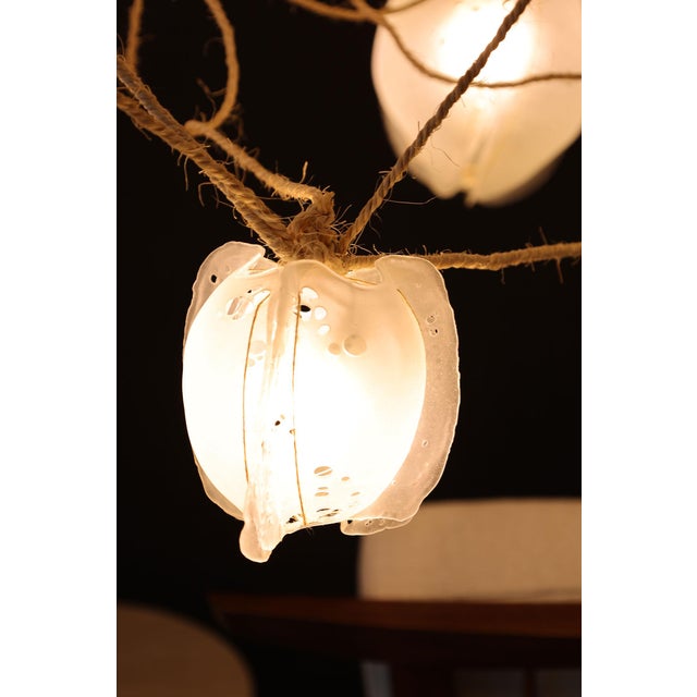 Modern Manolito & Manolito "Ouef De Selenite" Custom Blown Glass and Rope Chandelier For Sale - Image 3 of 10