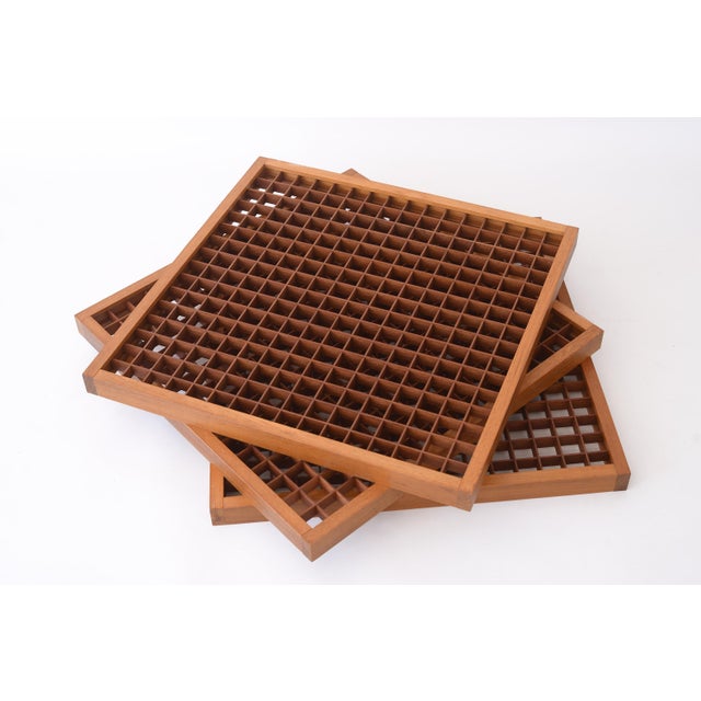 Orange Vintage Danish Komfort Lattice Pattern Teak and Glass Coffee Table & Side Table Set For Sale - Image 8 of 12