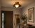 Handcrafted Solid Brass Scalloped Flush Mount Ceiling Light With Opal Glass Globe For Sale - Image 4 of 8