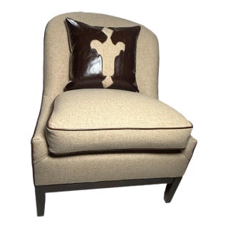 Wool Custom Slipper Chair For Sale