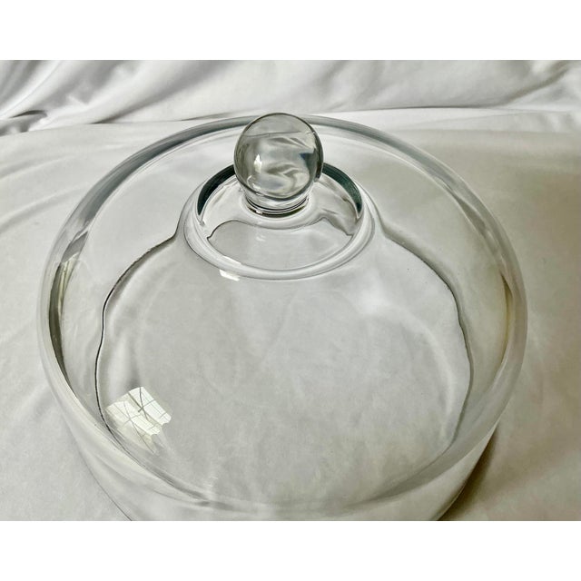 Traditional Pressed Glass Cake Stand With Glass Dome For Sale - Image 4 of 11