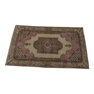 1970s Turkish Floral Desing Oushak Accent Rug For Sale