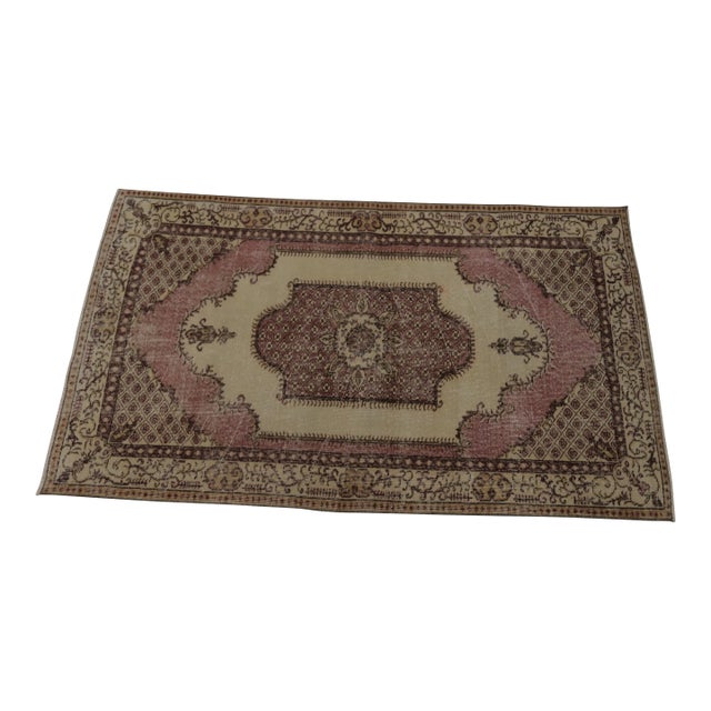 1970s Turkish Floral Desing Oushak Accent Rug For Sale