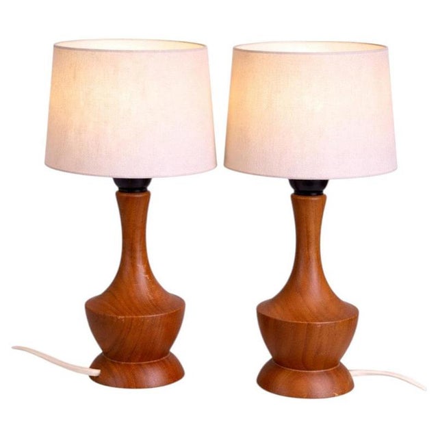 Black Scandinavian Modern Teak Table Lamps from Markslöjd, Sweden, 1950s, Set of 2 For Sale - Image 8 of 8