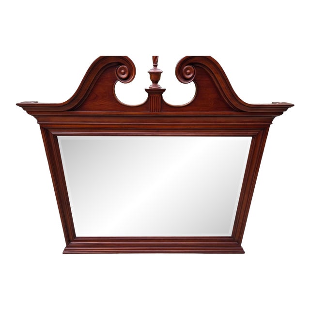 Thomasville Collectors Cherry Wall Dresser Mirror Chippendale Broken Arch Top For Sale