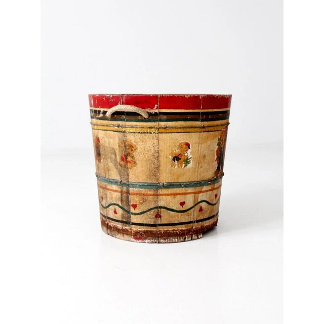 Antique Painted Wood Bucket For Sale - Image 4 of 12