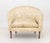 Brunschwig et Fils Upholstered Lounge Chair, butterfly and flowers pattern beige upholstery on tapered fluted wood legs....
