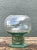 Vintage Green Pedestal Glass Vase For Sale - Image 4 of 12