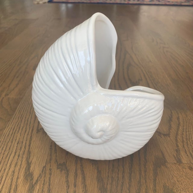 Vintage White Ceramic Shell Vase Chairish