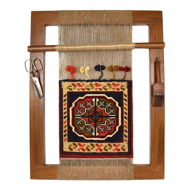 Antique Decorative Turkish Handmade Weaving Loom With Rug Wall Hanging Decor For Sale