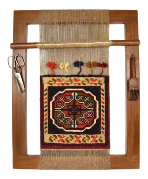 Antique Decorative Turkish Handmade Weaving Loom With Rug Wall Hanging Decor
