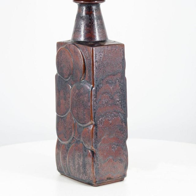 Metal Brown Ceramic Floor Table Lamp with Custom Made Lampshade with Pattern, 1970 For Sale - Image 7 of 9