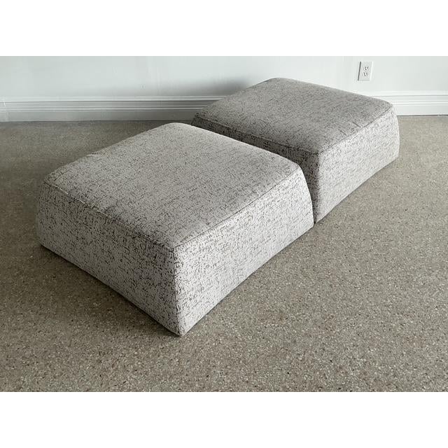Greige Vintage Italian Natuzzi Low Ottomans - A Pair For Sale - Image 8 of 12