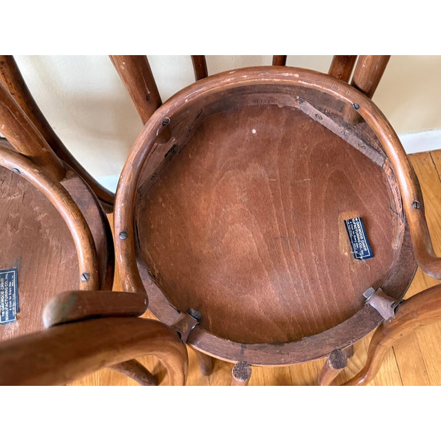 Antique Thonet Style Bentwood Cafe Bistro Chairs, Set of Four For Sale - Image 9 of 13