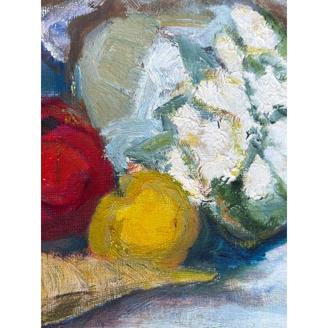 Who doesn't love veggies and a pot of tea? Love this vibrant and textural oil painting. The primary pops on this...