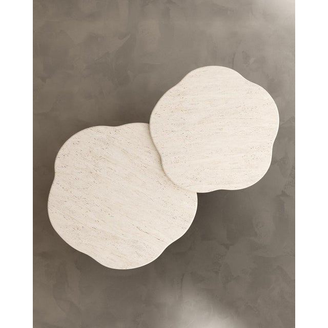 Contemporary Air Coffee Tables in Navona Travertine by Paloma Editions, Set of 2 For Sale - Image 3 of 6