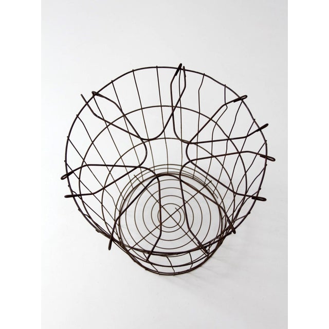 Brown Antique Wire Gathering Basket For Sale - Image 8 of 18