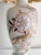 Hollywood Regency Mid Century Bavarian Glass Lamp Painted Floral Gold Accents With Shade For Sale - Image 3 of 11