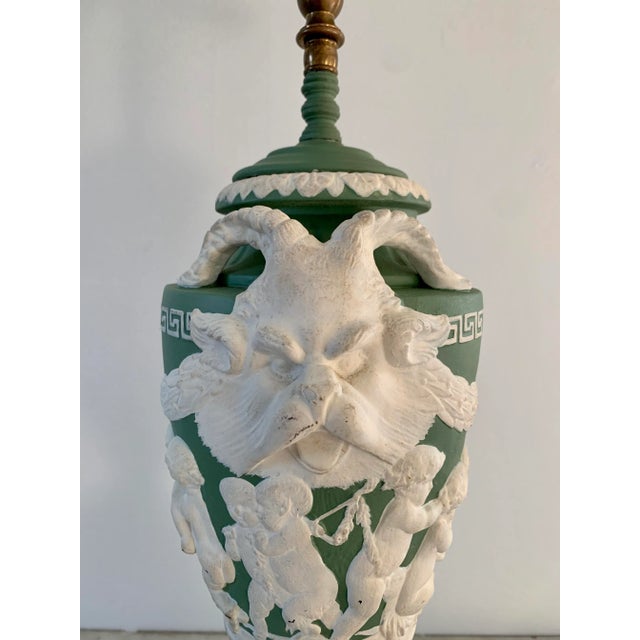 1920s Antique Wedgwood Neoclassical Ram's Head Table Lamp For Sale - Image 5 of 13