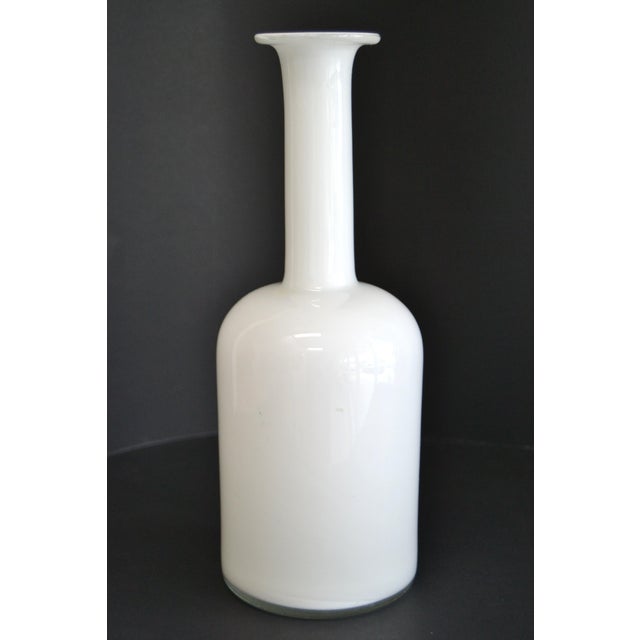 Blown Art Glass Gulv Vases in white Art Glass cased in white, designed by Otto Brauer and made by Holmegaard in Denmark....