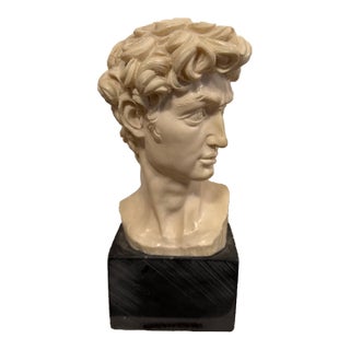Vintage Mable Bust of David Heavy Table Top Sculpture R.Santini For Sale