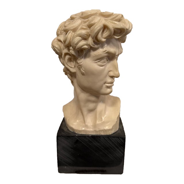 Vintage Mable Bust of David Heavy Table Top Sculpture R.Santini For Sale