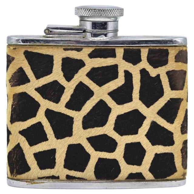 Vintage Metal and Fabric Liquor Flask with Leopard Motifs, 1970s For Sale - Image 6 of 6