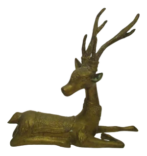 Vintage Sarreid Brass Deer Figurine Reclining With Brass Details