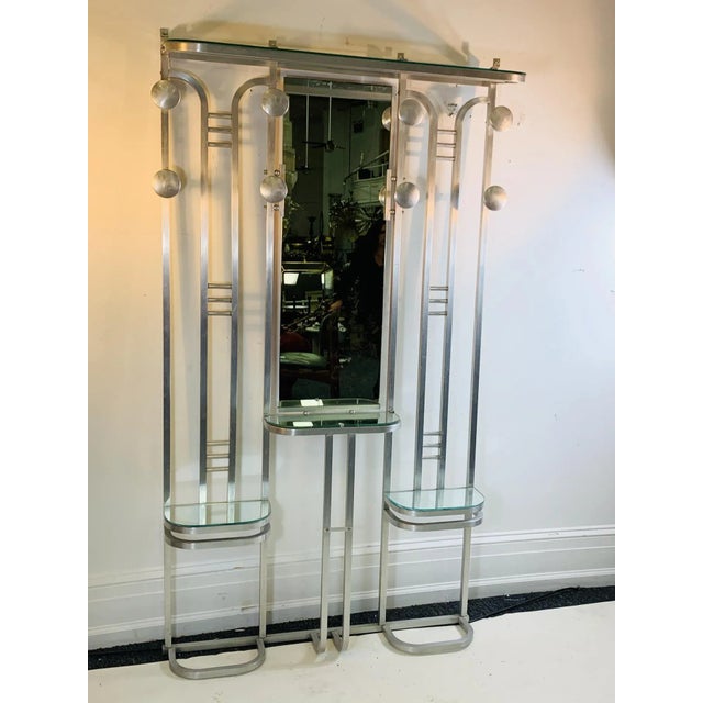 Mid-Century Modern 1930s Modernist Art Deco Aluminum Hall Rack For Sale - Image 3 of 11