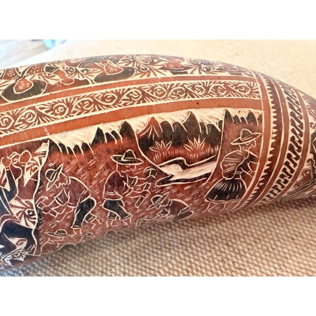 Vintage Intricately Hand-Carved Peruvian Folk Art Storyteller Gourd Rattle For Sale In Baltimore - Image 6 of 15