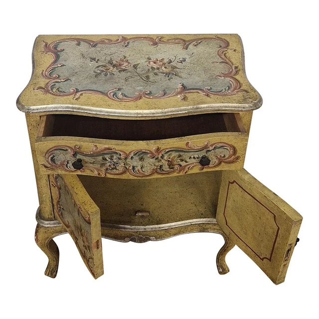 Lacquered Bedside Table with One Drawer and Two Doors, 1980s For Sale - Image 6 of 9