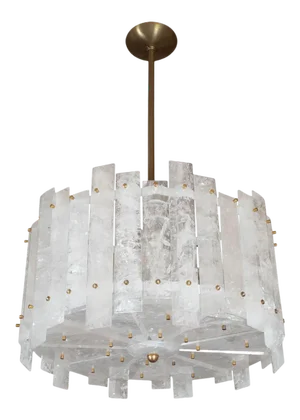 Hand Beveled Brazilian Rock Crystal Chandelier by Marcelo Bessa