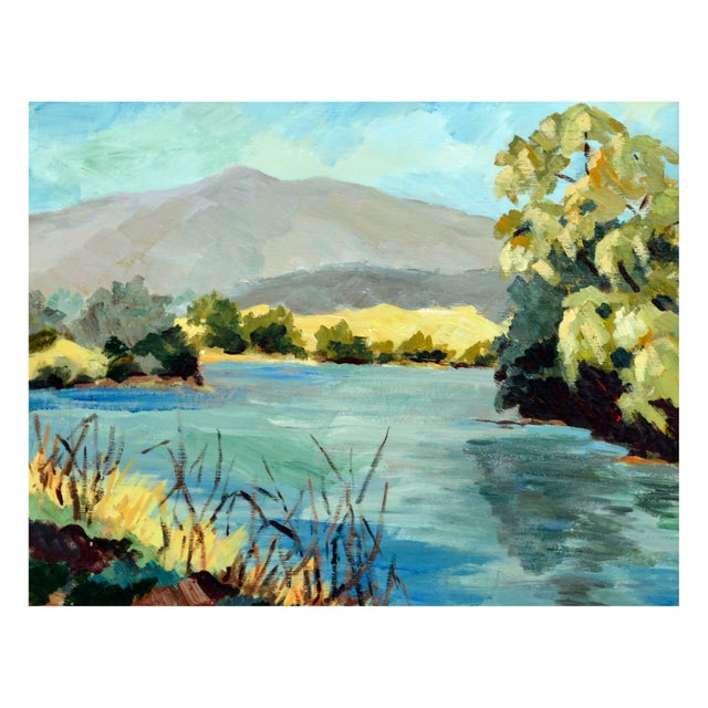 Mid Century Northern California Mountain Lake Landscape Serene landscape by Margot Wilson Lowe (American, 20th Century)....