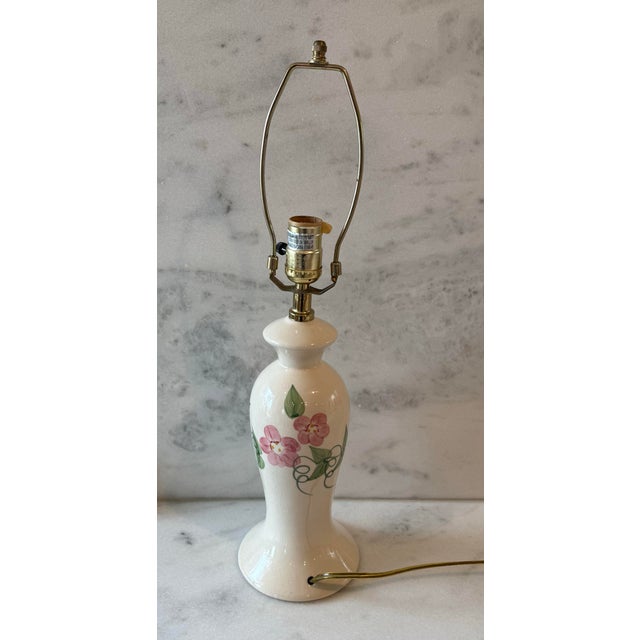 Shabby Chic Vintage Ceramic Table Lamp With Floral Design For Sale - Image 3 of 8