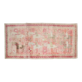 Pink Antique Karabagh Caravan Rug - 3'10" x 8'2" For Sale