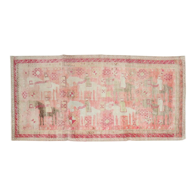 Pink Antique Karabagh Caravan Rug - 3'10" x 8'2" For Sale